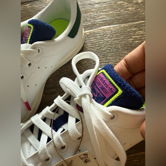 Adidas Stan‎ Smith Women’s Size 5 White Green Blue Pink Leather Sneakers NWT - Picture 3 of 6